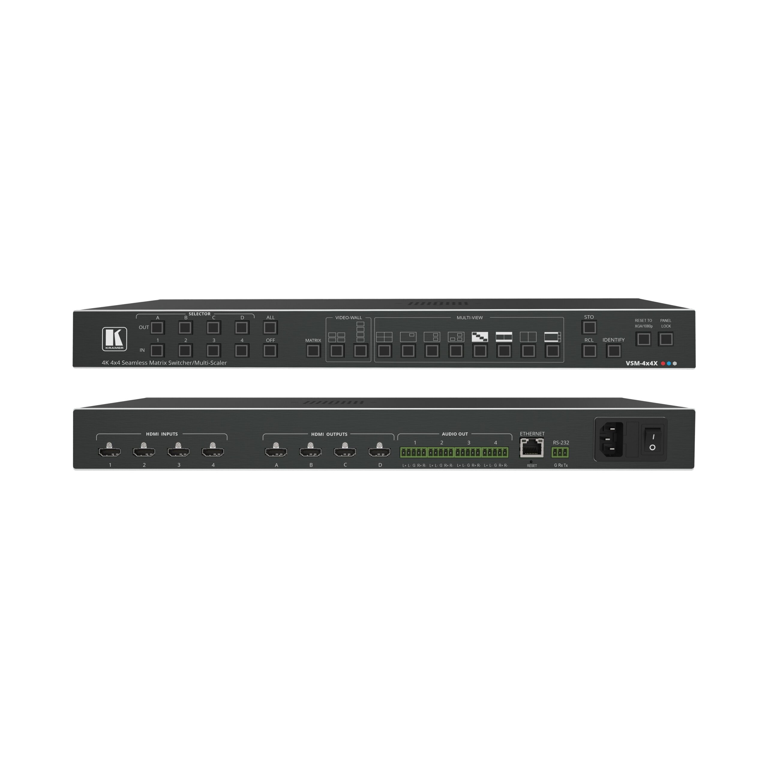 Kramer VSM-4X4X Professional 4 x 4 Matrix Switcher for Videowall and Multiviewer Applications