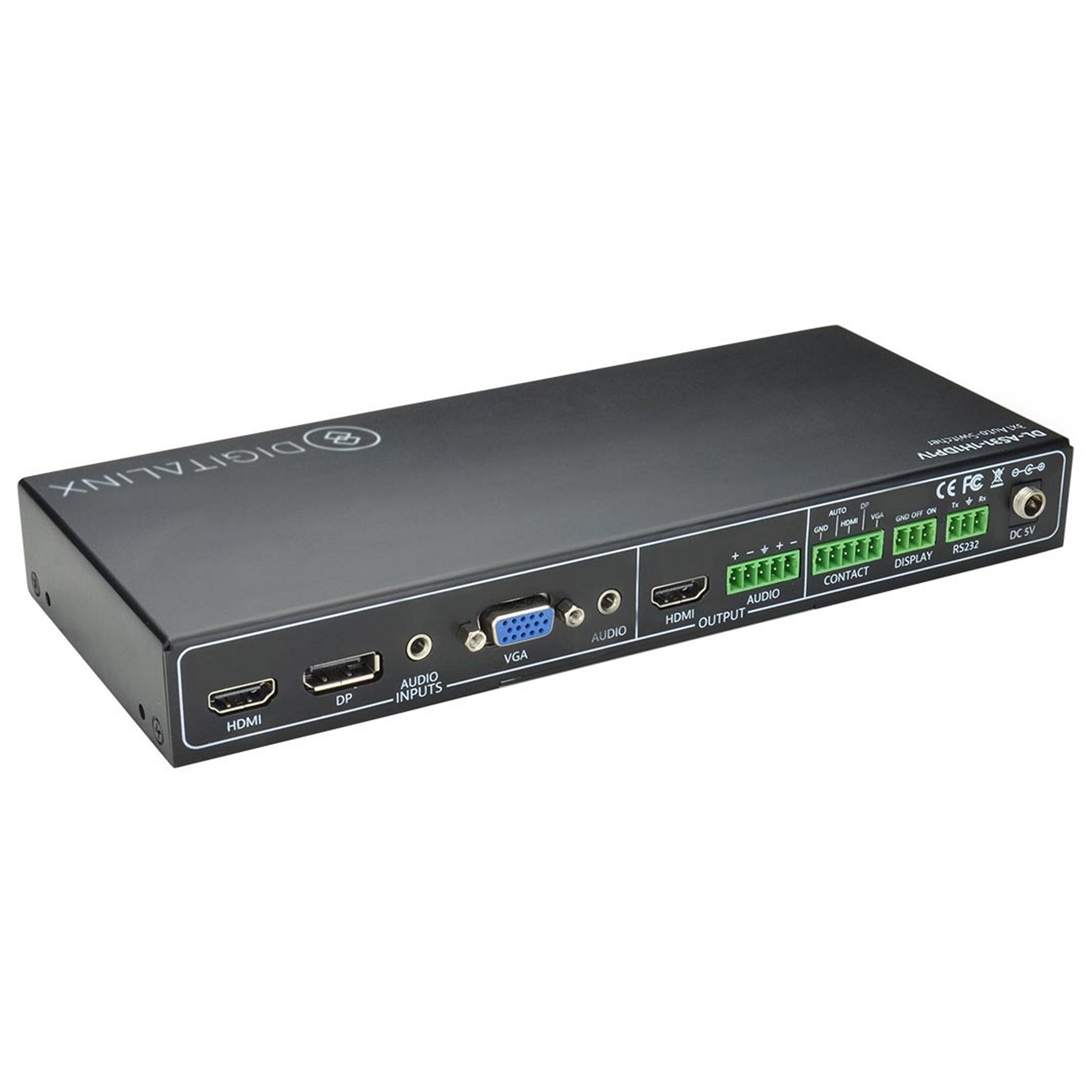 DigitaLinx Digital 3 x 1 Automatic Signal Switcher (DL-AS31-1H1DP1V) with HDMI, Display Port, and VGA Inputs