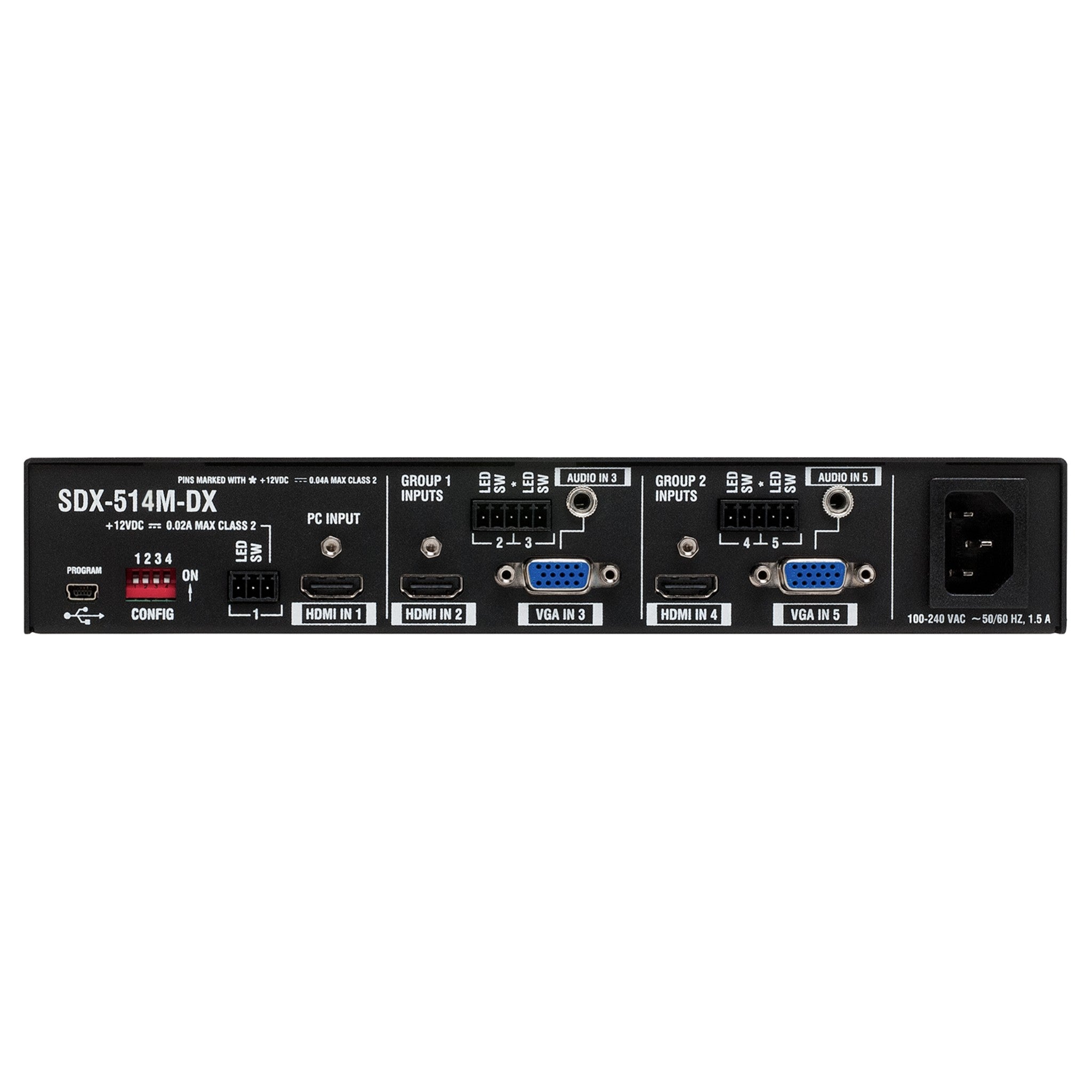 AMX SDX-514M-DX Solecis 5 to 1 4K Multi-Format Digital AV Switcher with DXLink Output for Conference Tables