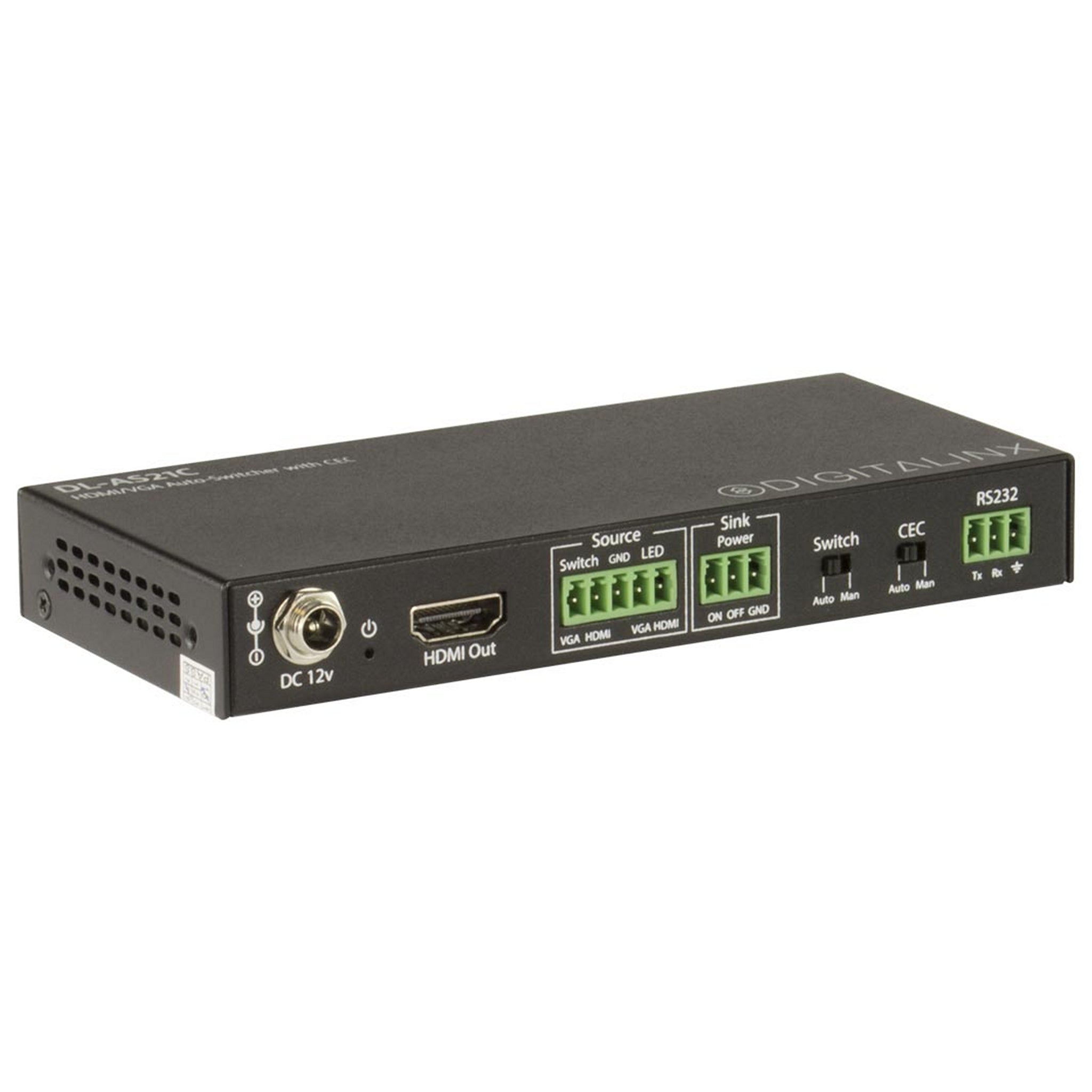 DigitaLinx DL-AS21C Automatic and Manual HDMI + VGA Multi - Format Video Switcher with CEC Control Function