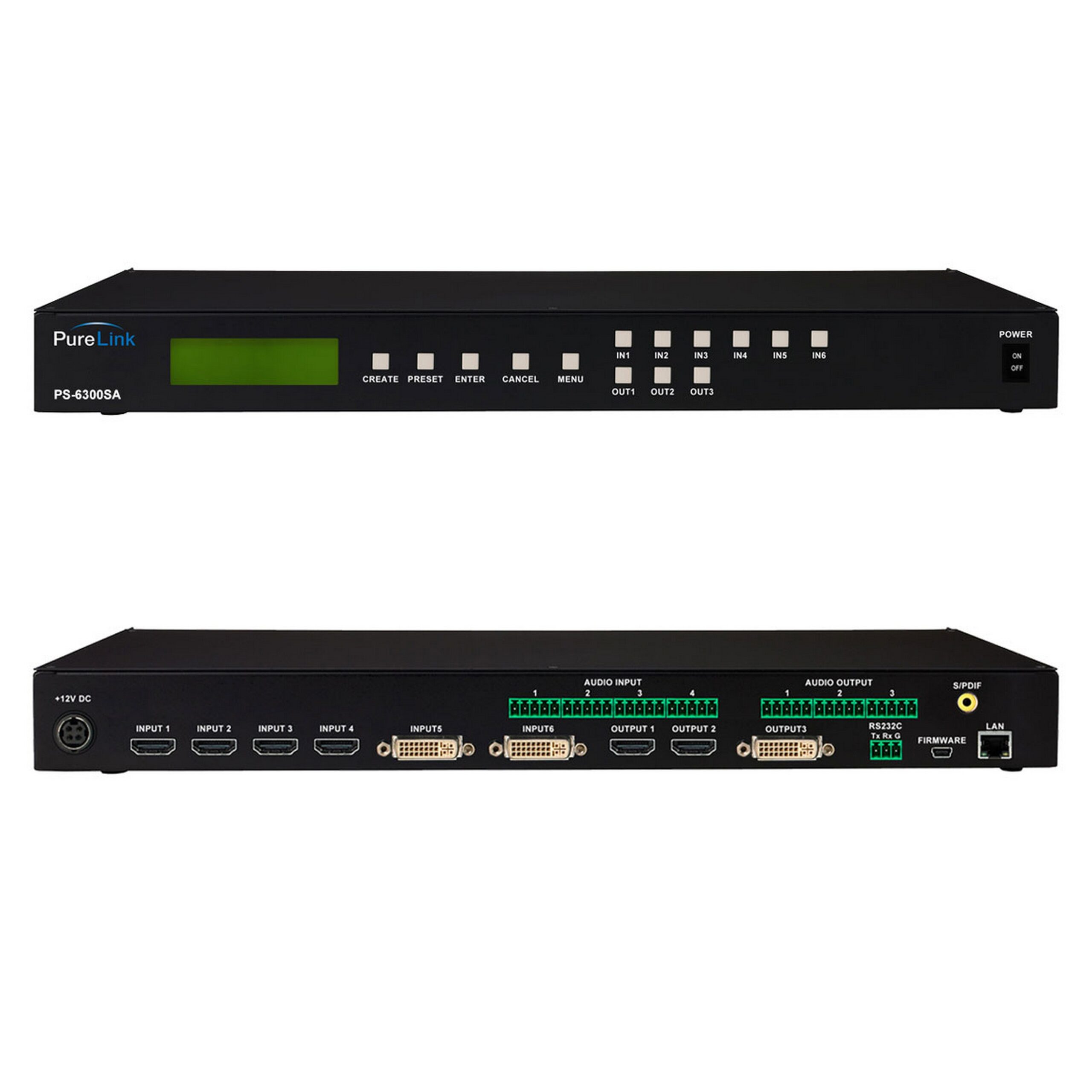 PureLink PS - 6300S High - Performance 6 Input x 3 Output Presentation Switcher with Automatic Video Scaling Function