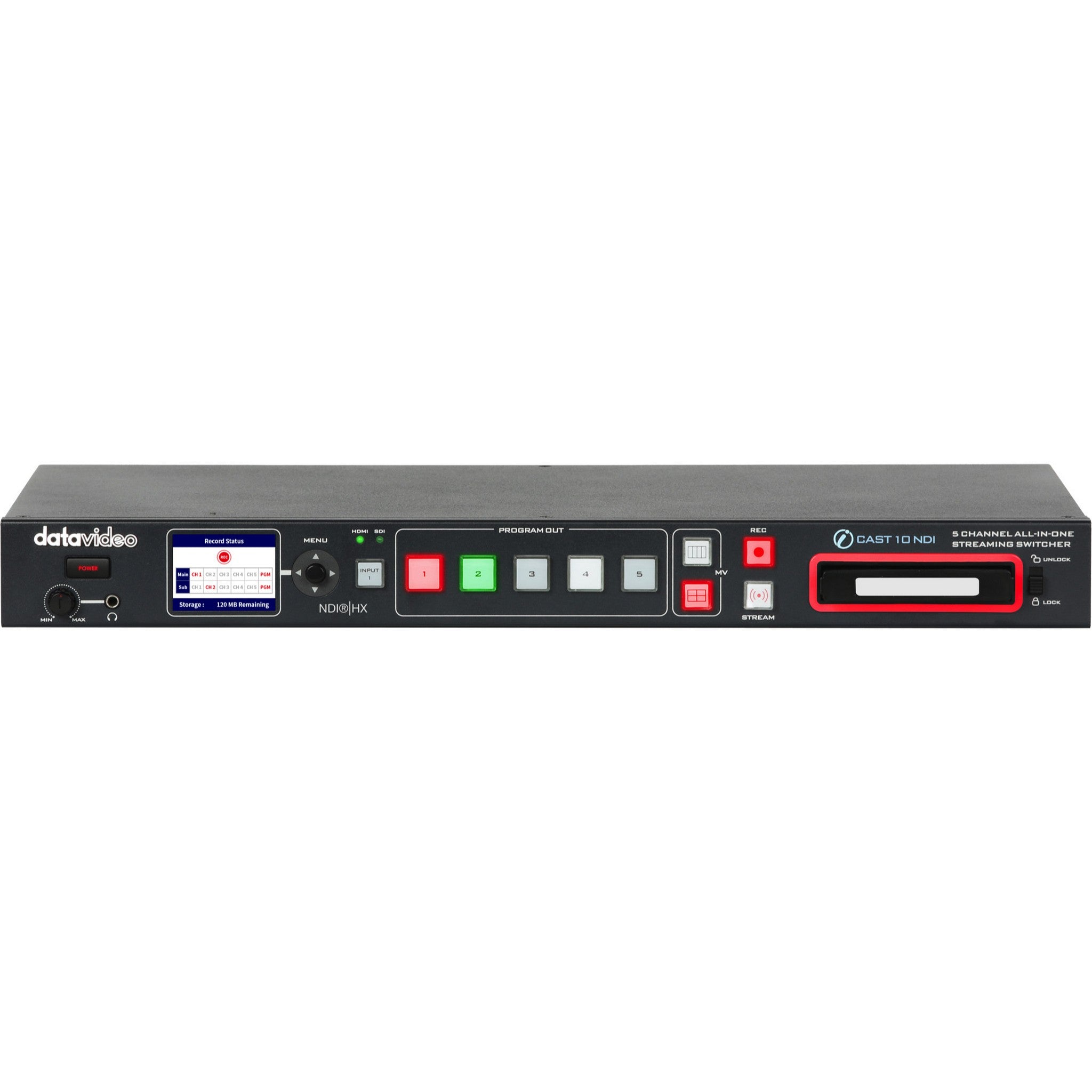 Datavideo iCast 10NDI All-In-One 5-Channel Streaming and Recording Switcher for Hybrid Events