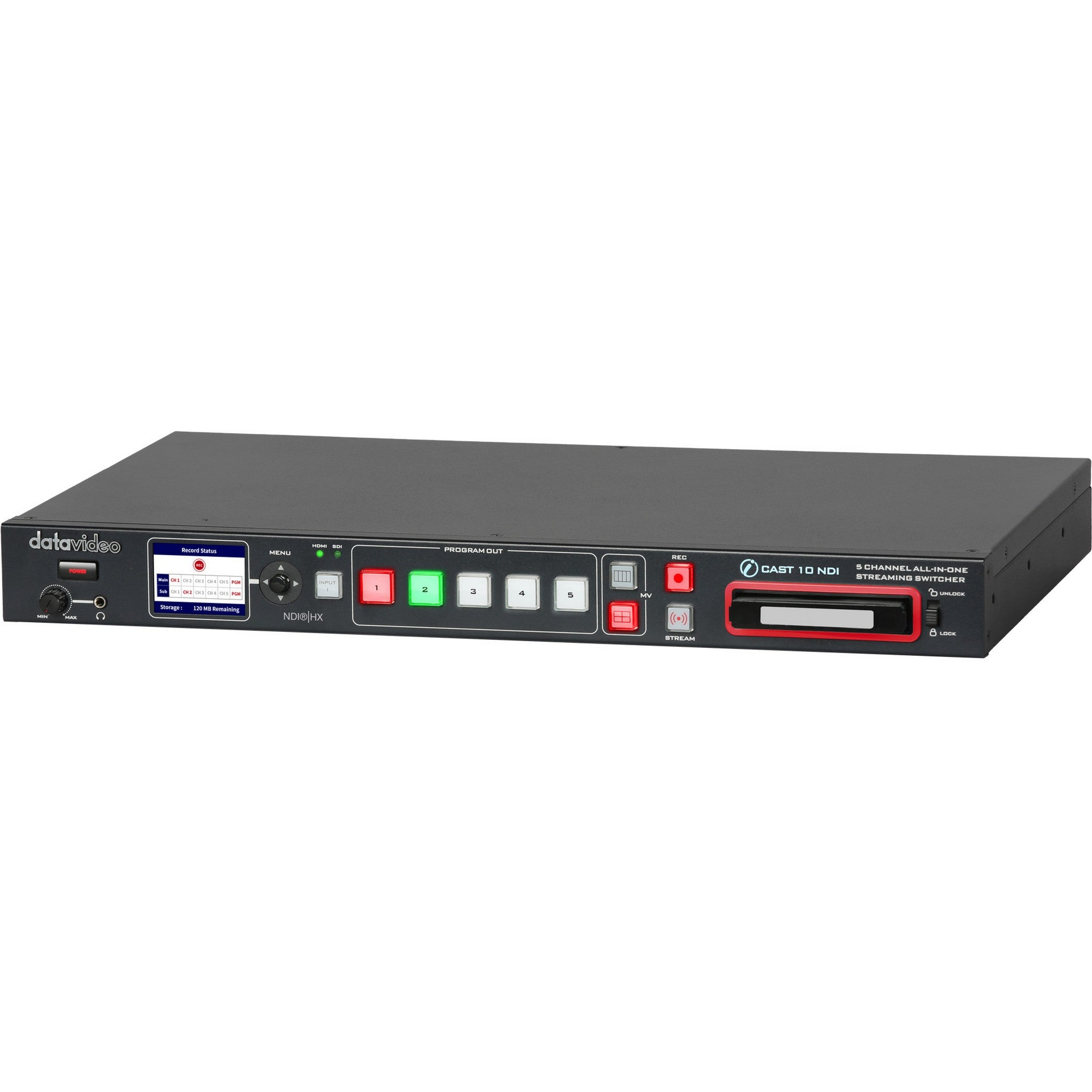 Datavideo iCast 10NDI All-In-One 5-Channel Streaming and Recording Switcher for Hybrid Events