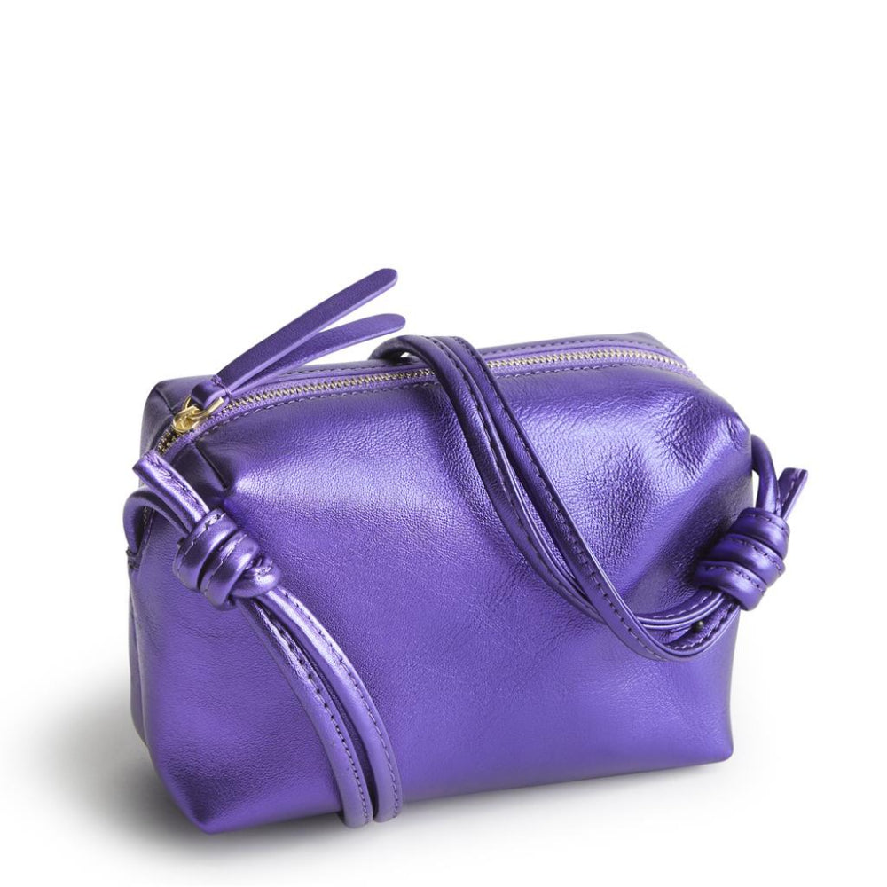 Purple Metallic Leather Vera Bradley Blake Compact Crossbody Bag