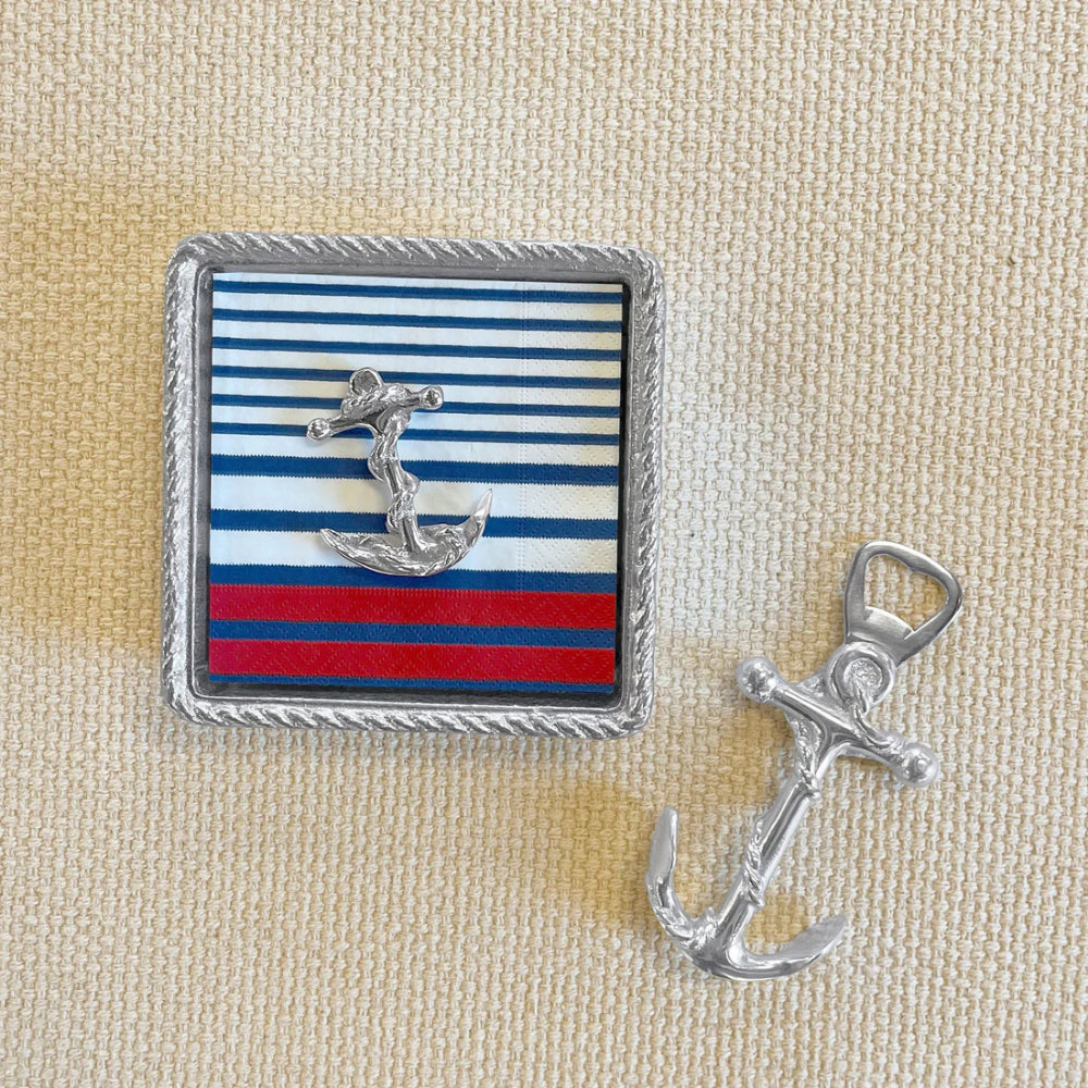 Elegant Handmade Mariposa Anchor Rope Recycled Aluminum Napkin Box Set