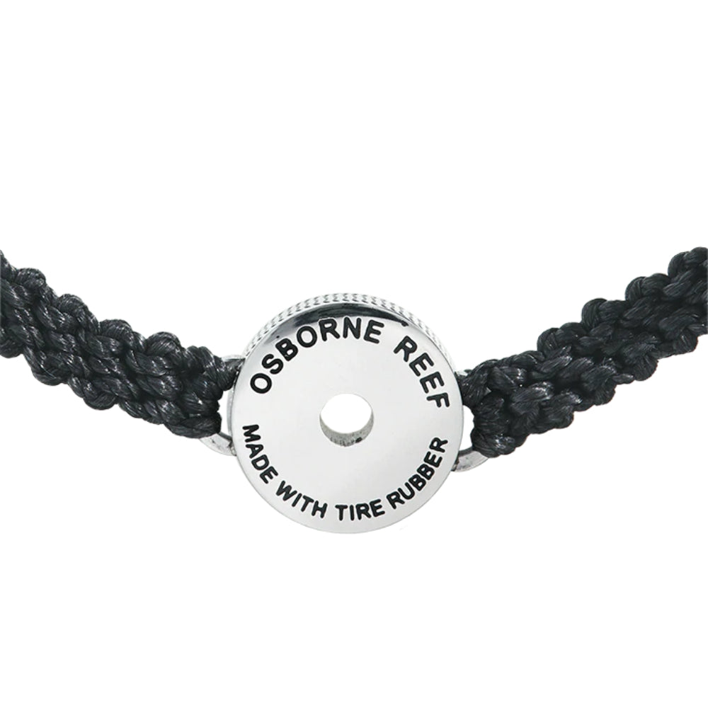 4Ocean Black Hand-Braided Tire Crumb Bezel Bracelet for Osborne Reef Conservation