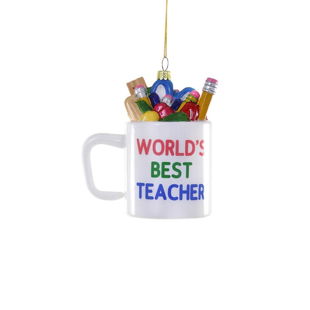 Cody Foster & Co's Exquisite Glass Mug Ornament for the World's Best Teacher