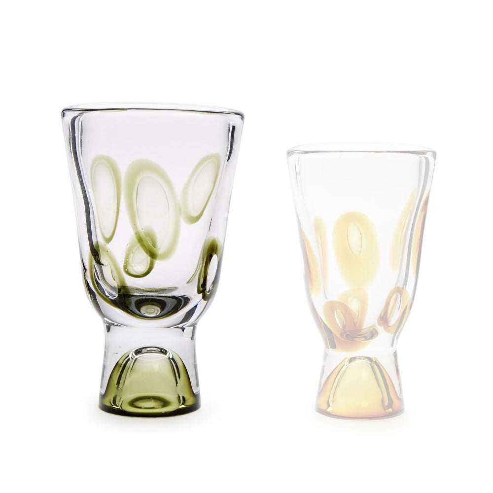 Two's Company Hand-Blown Artistic Glass Vase with Mesmerizing Circle Design