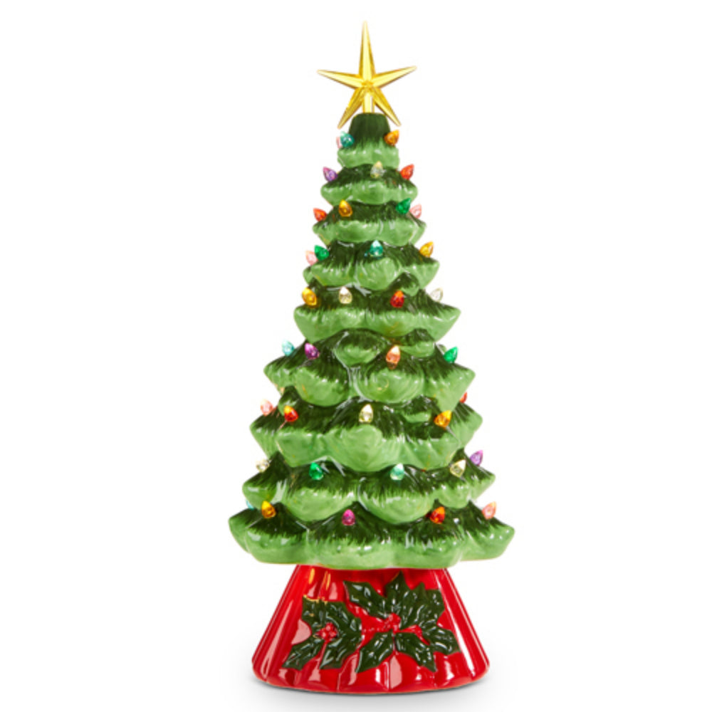 13.75-Inch Animated and Lighted Vintage-Style Porcelain and Plastic Tree