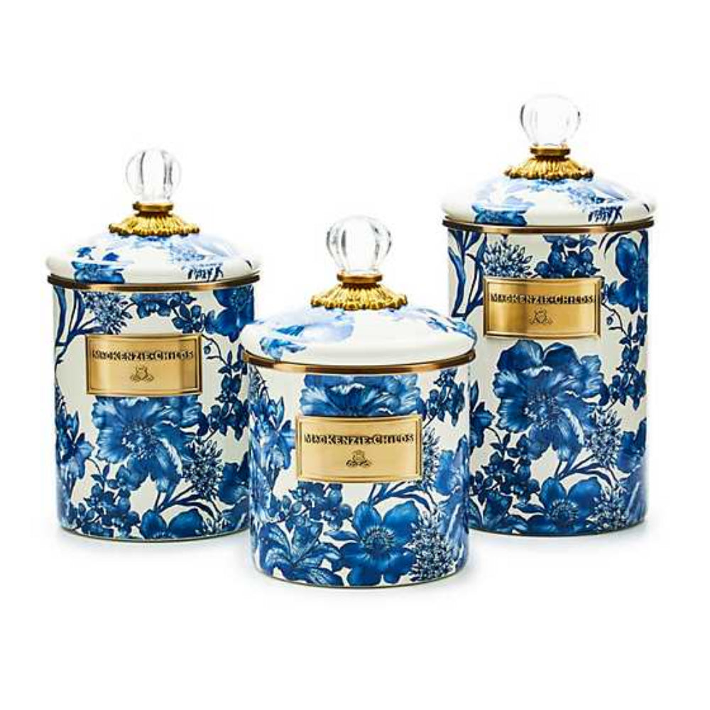 MacKenzie-Childs Royal English Garden Enameled Steel Storage Canister for Kitchen Pantry