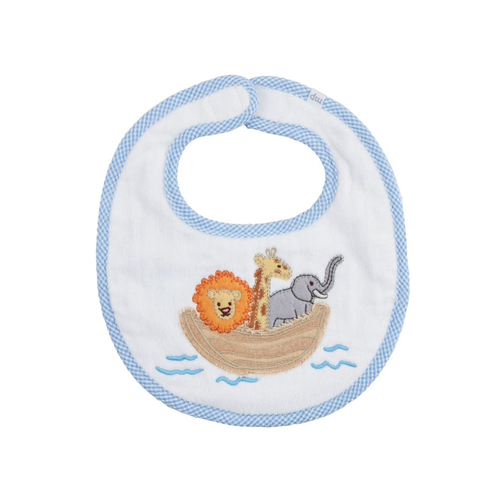 Mud Pie Soft Velour Terry Noah's Ark Bib with Gingham Trim