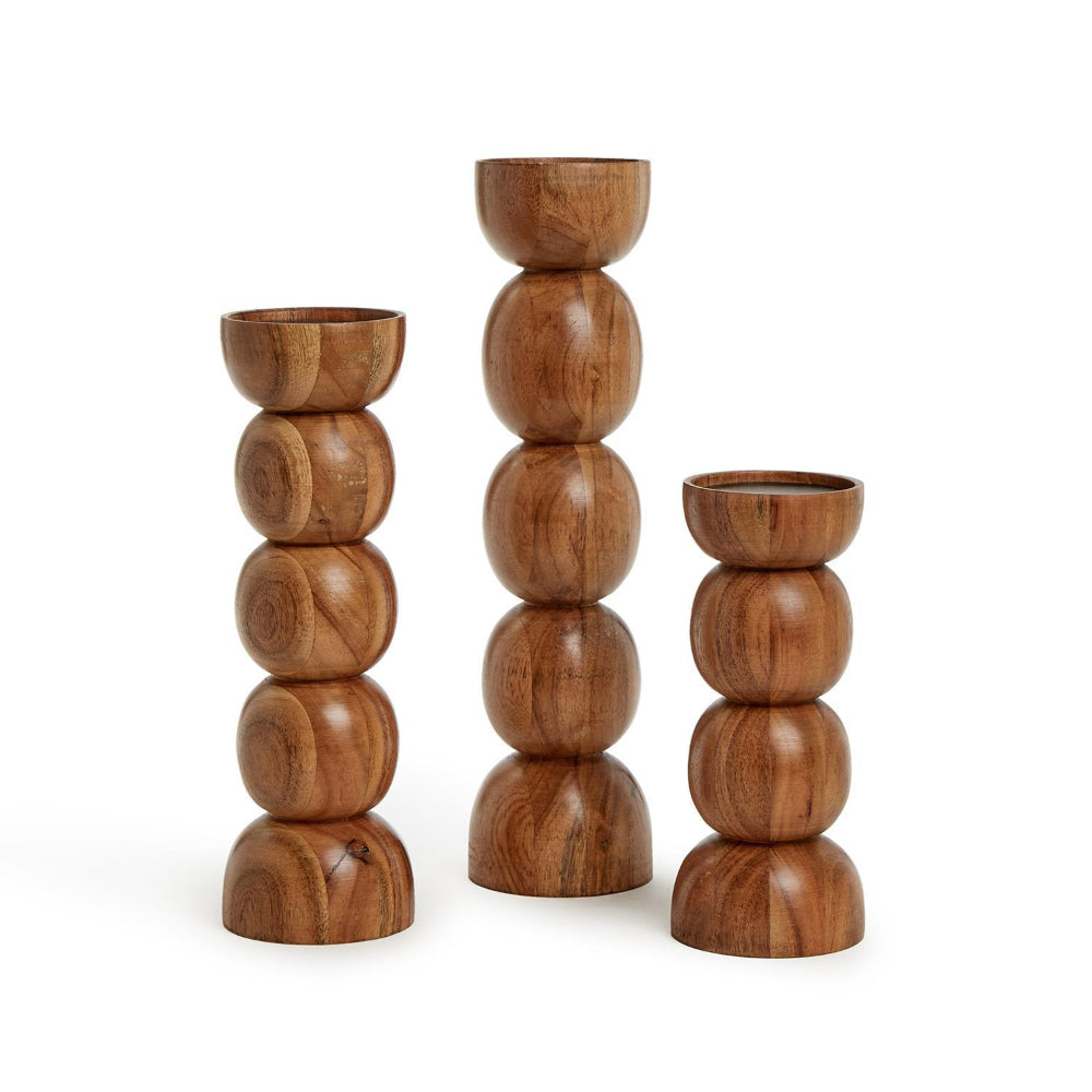 Exquisite Handmade Three-Piece Set of Pillar Candleholders by Two's Company
