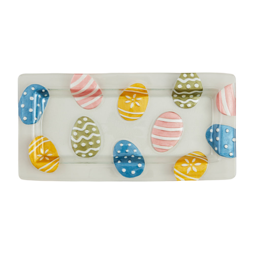 Exquisite Hand - painted Glass Easter Egg Platter for Home Decor
