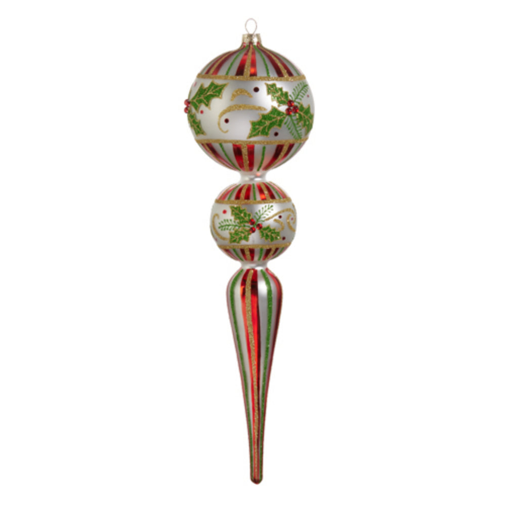 Decorative Glass Holly Leaf Finial Ornament for Home Decoration