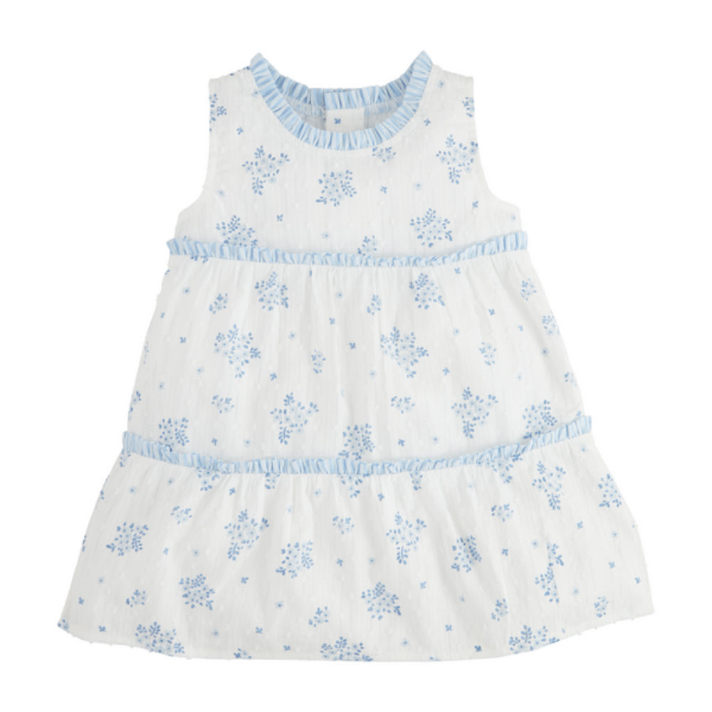 Mud Pie Toddler's Blue Floral Tiered Woven Dobby Dress for Little Girls
