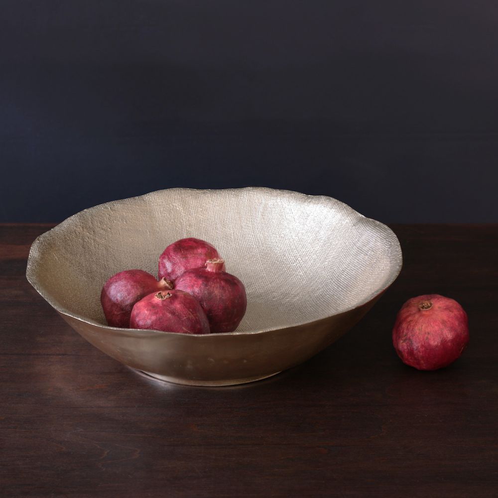 Beatriz Ball Sierra Modern Luxury Fina Extra Large Decorative Bowl in Champagne Gold