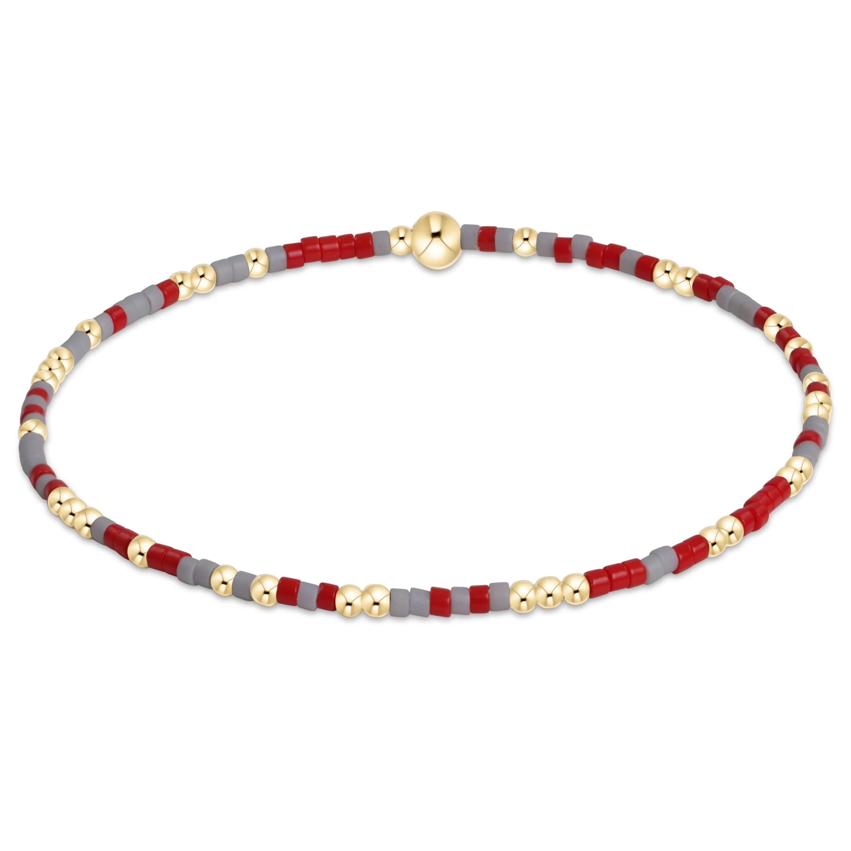 eNewton 5.5-Inch egirl-Style Gameday Bracelet with Hope Unwritten Design in Grey and Bright Red