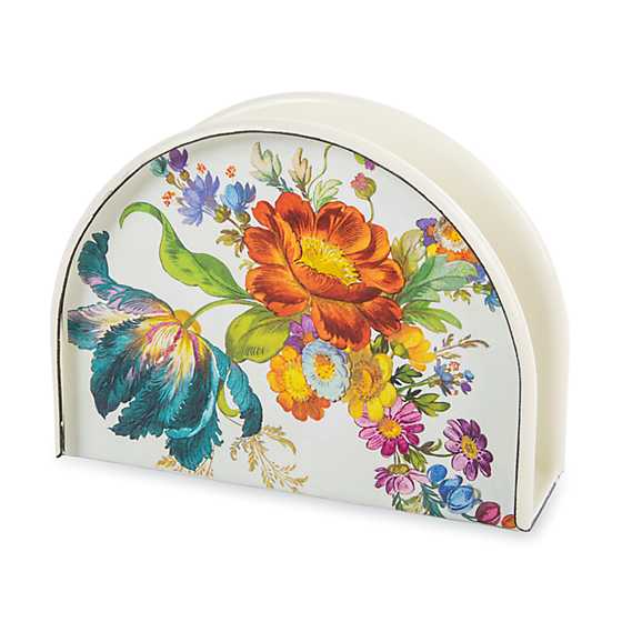 MacKenzie-Childs White Flower Market Stylish Napkin Holder