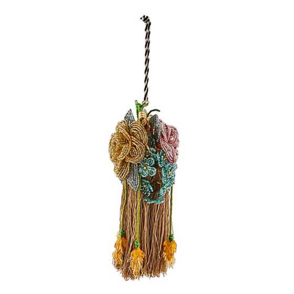MacKenzie-Childs Exquisite Floral Beaded Tassel for Home Decor