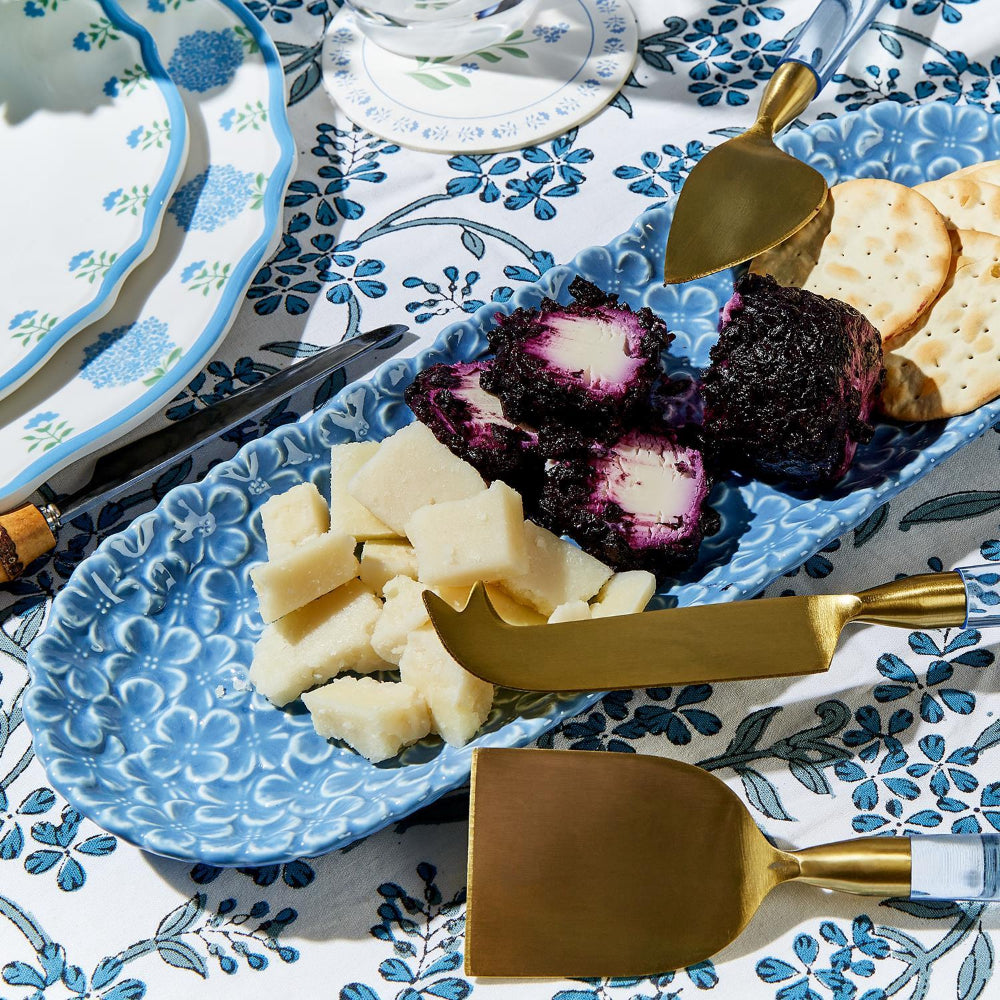 Two's Company Premium Porcelain Hydrangea Cracker Dishes - Set of 2