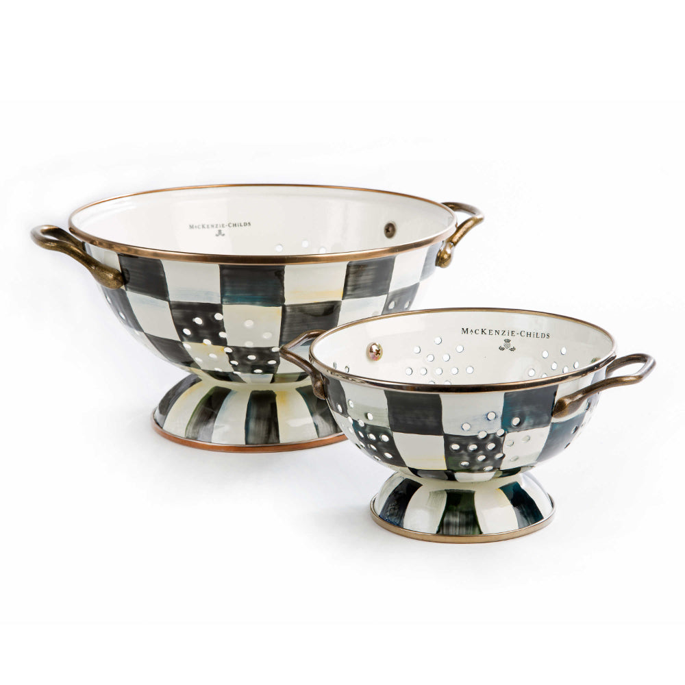 MacKenzie-Childs Small Courtly Check Enamel Colander for Kitchen Use