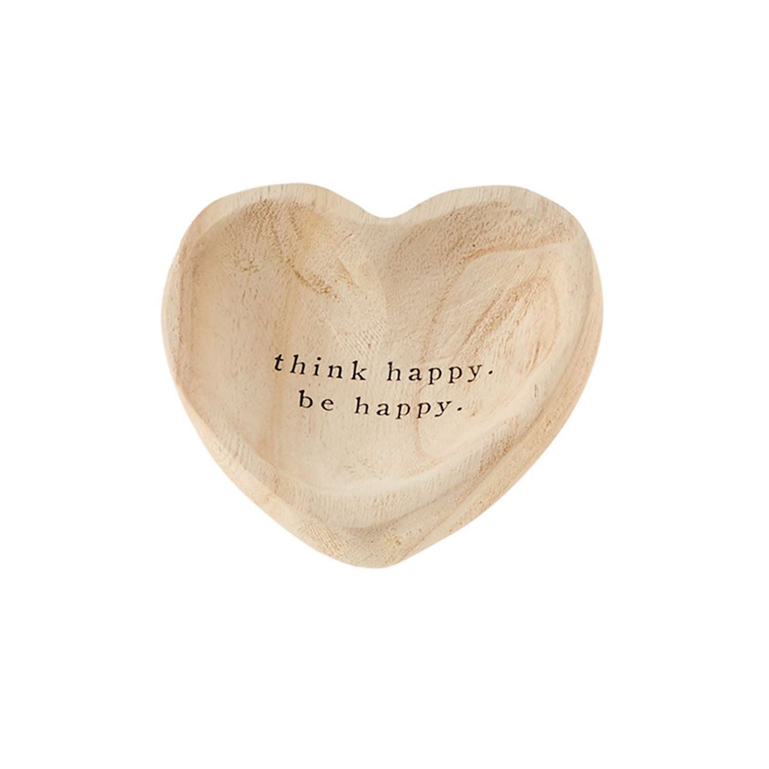 Mud Pie Paulownia Wood Heart-Shaped Trinket Tray with Etched Sentiment
