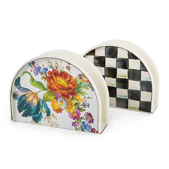 MacKenzie-Childs White Flower Market Stylish Napkin Holder