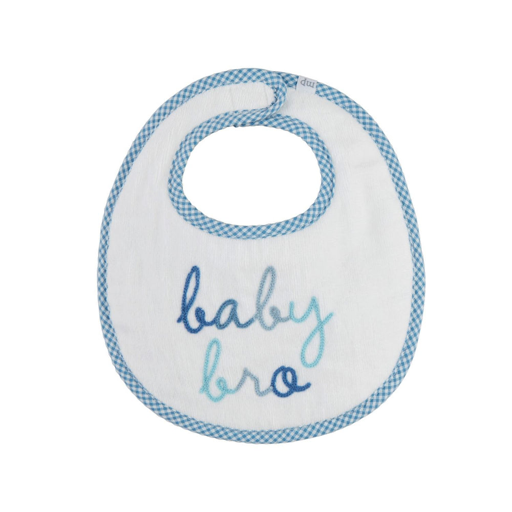 Charming Embroidered Velour Terry Cloth Bib for Little Sisters and Little Brothers