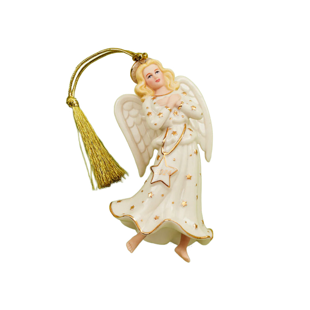 Lenox 2024 Exquisite Heavenly Porcelain Angel Christmas Ornament with 24K Gold Detailing