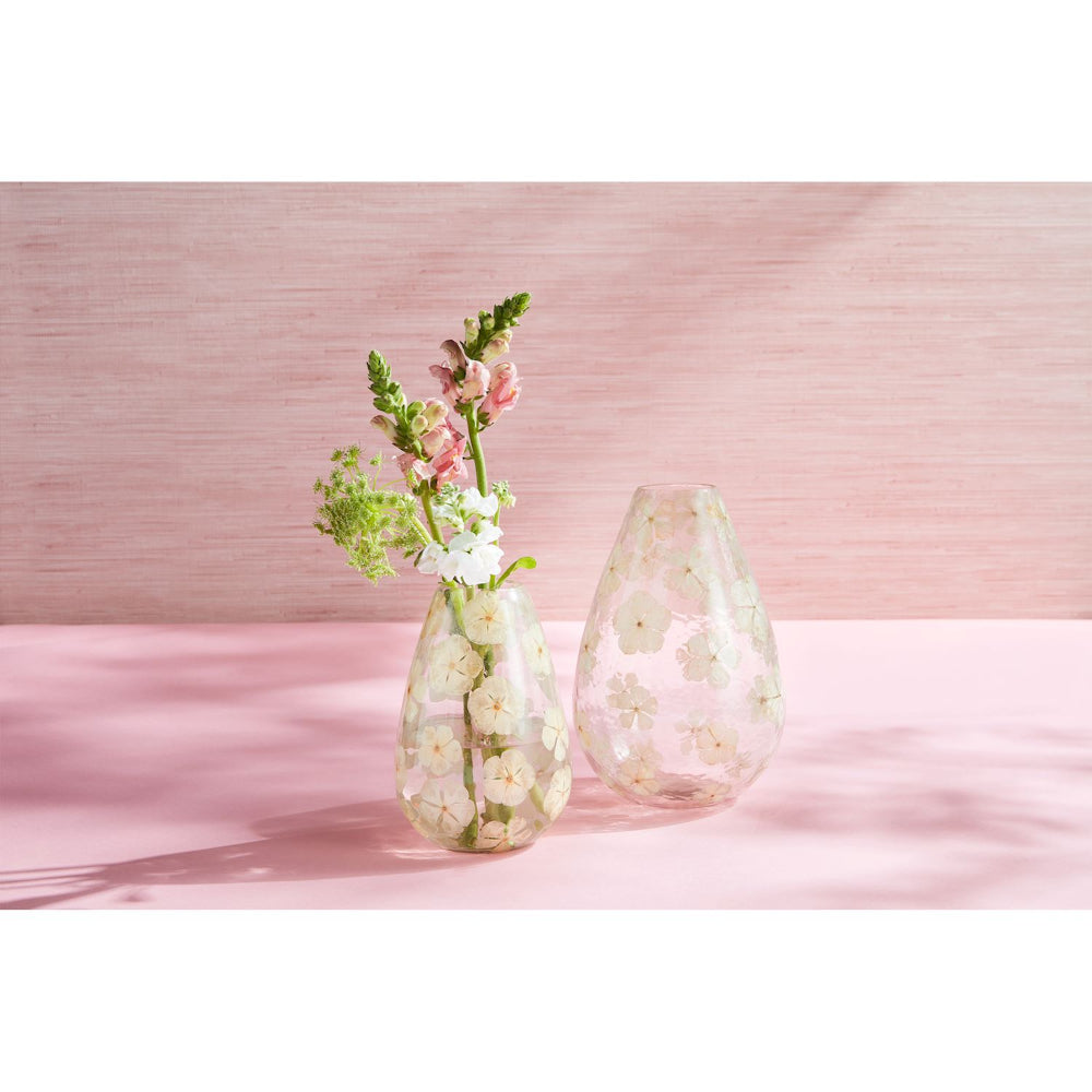 Mud Pie Artistic Pressed Flower Decorative Glass Vase