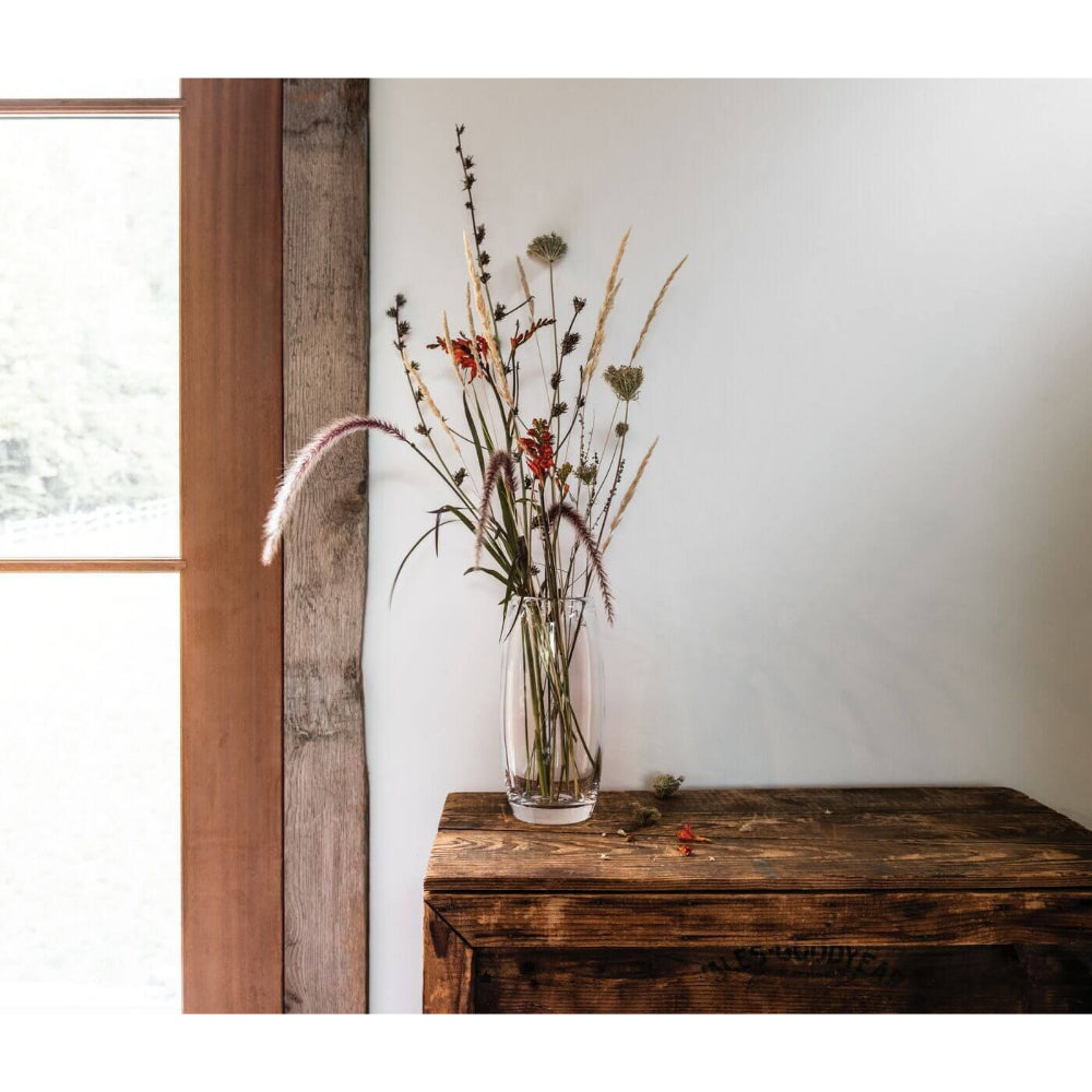 Simon Pearce Handmade Addison Cylindrical Glass Vase for Dramatic Stems