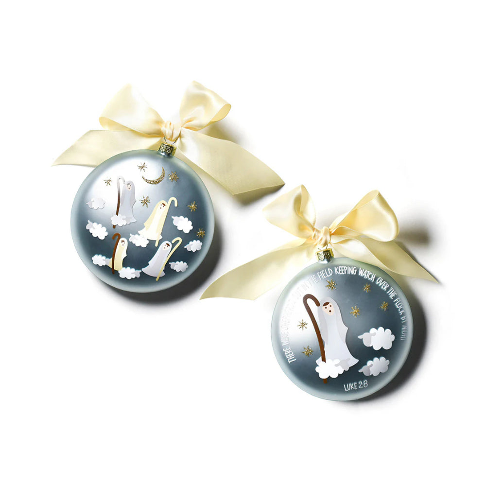 Exquisite Cotton - Colored Birth of Christ Glass Ornament Inspired by Luke 2:8 for Holiday Decor