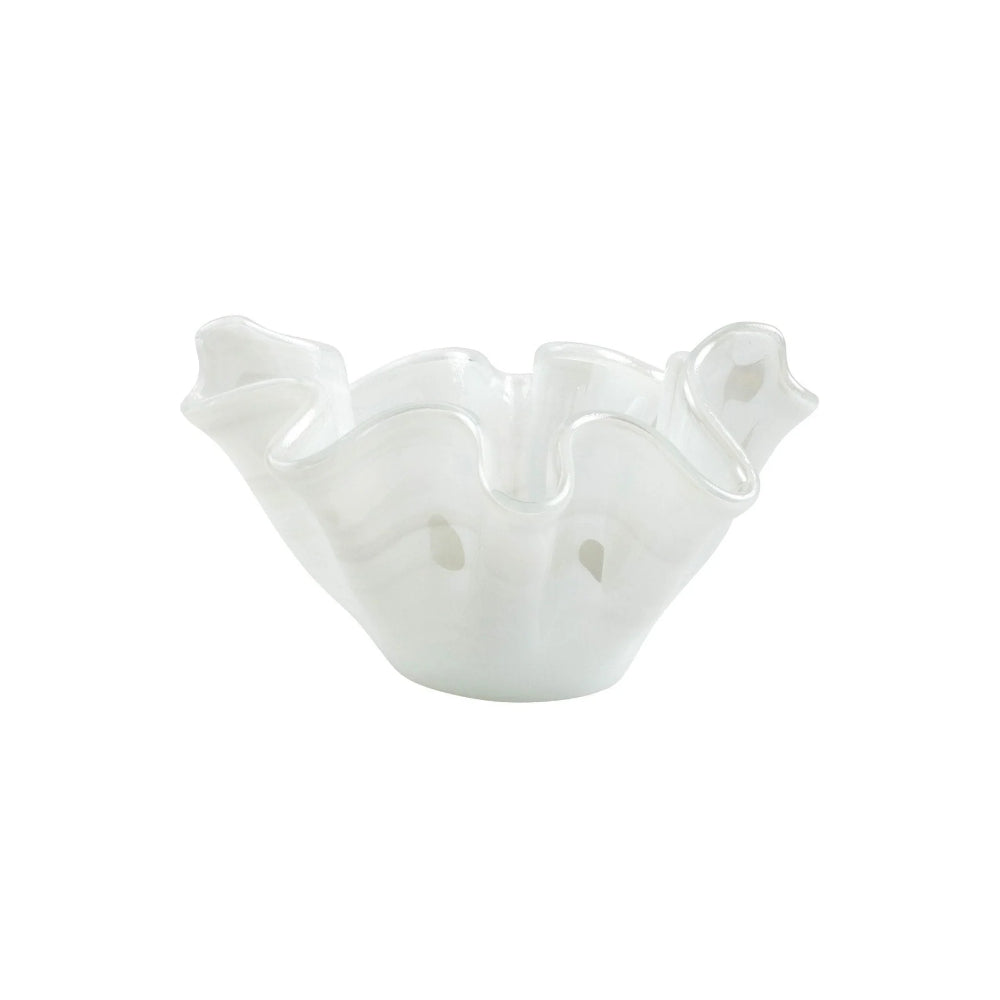 Vietri Onda White Medium-sized Glass Serving Bowl with a Capacity of 44 ounces