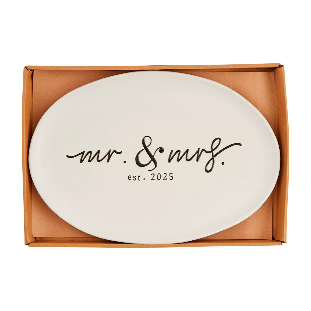 Mud Pie Hand - painted Stoneware Platter for Mr & Mrs Established in 2025