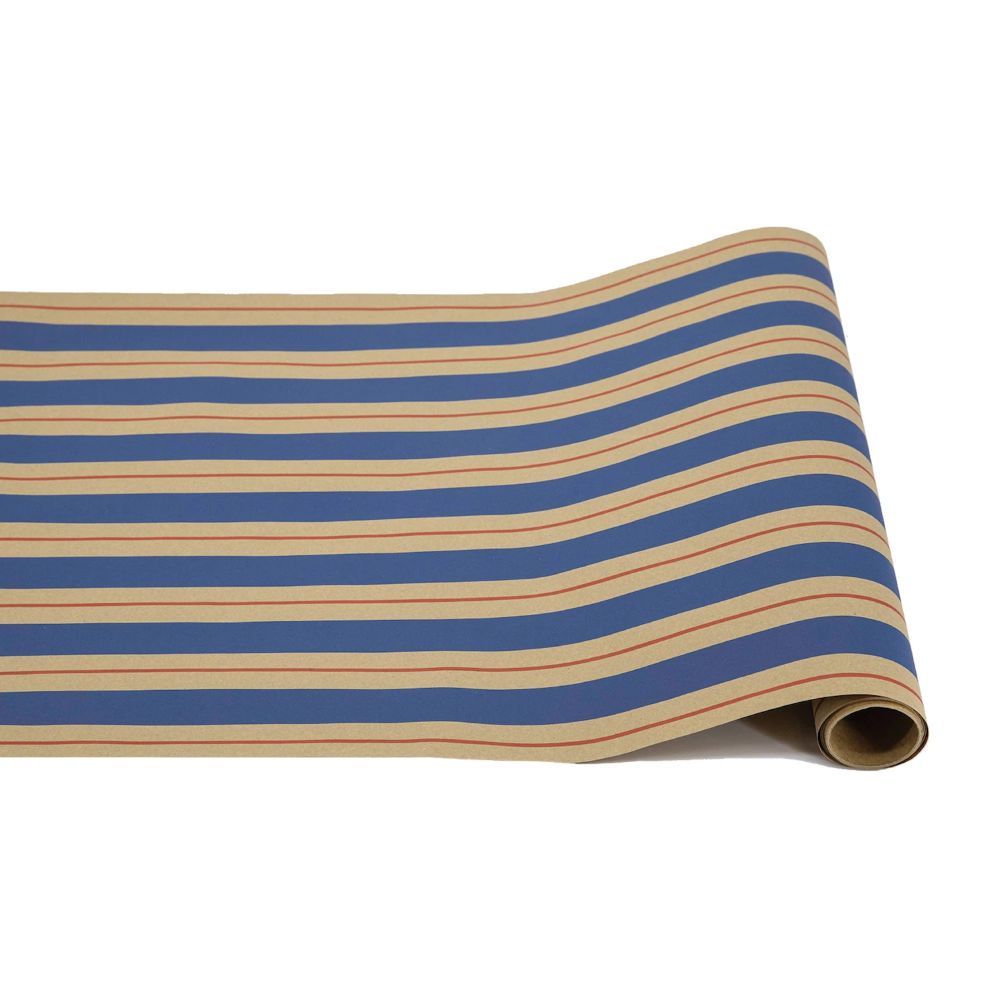 Hester & Cook Navy and Crimson Awning Stripe Paper Table Runner, 20 Inches Wide by 25 Inches Long