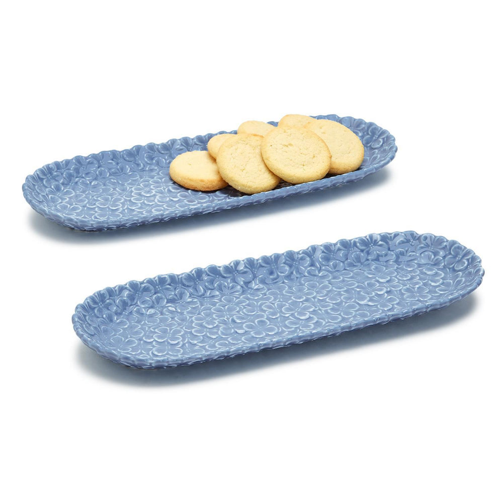 Two's Company Premium Porcelain Hydrangea Cracker Dishes - Set of 2