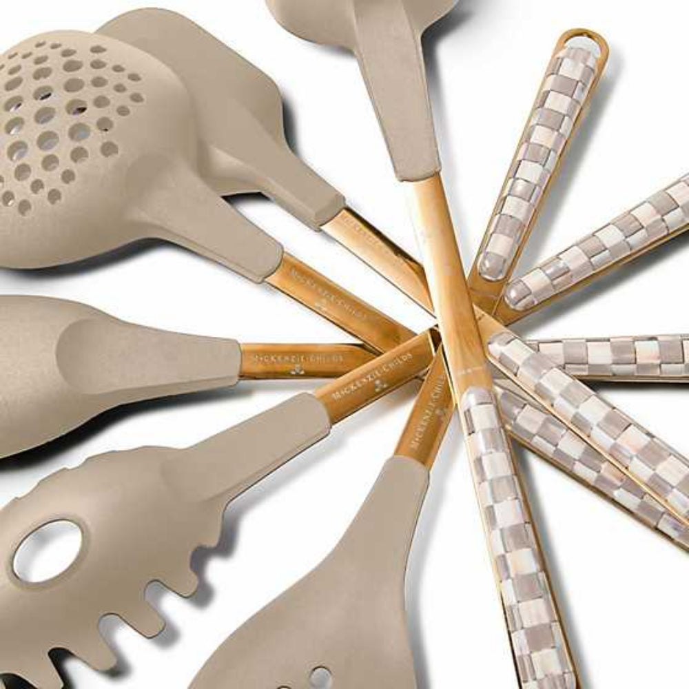 MacKenzie-Childs Stylish Mocha Checked Silicone - Coated Pasta Spoon