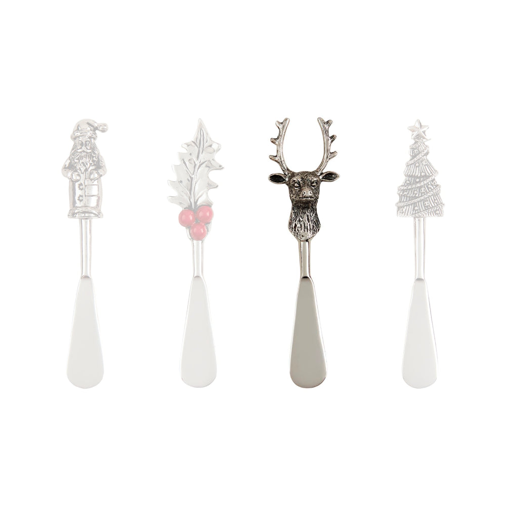 Mud Pie Christmas Stainless Steel Spreaders with Cast Aluminum Handles