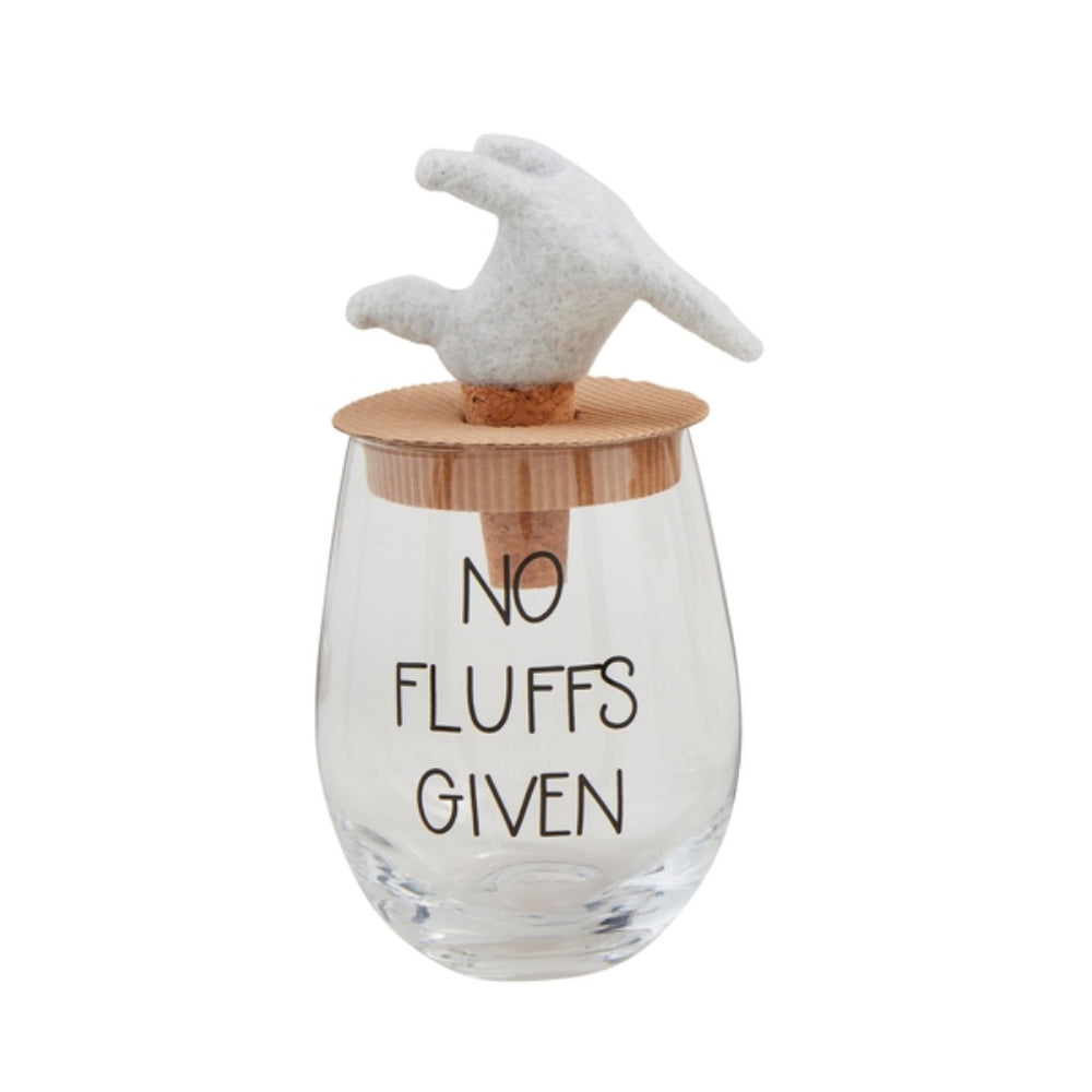 Mud Pie Stemless Dog-themed Wine Glass and Cork Stopper Set