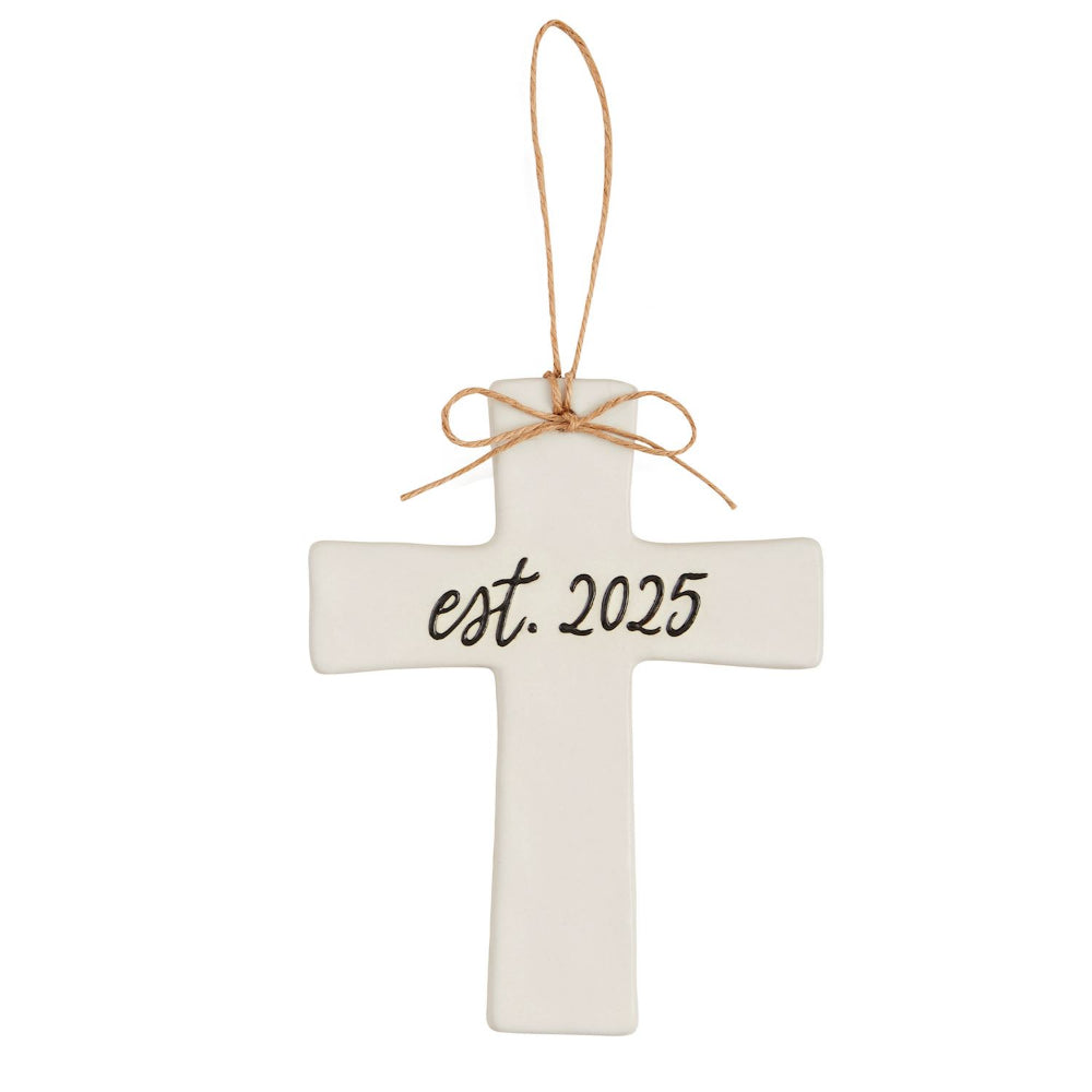 Hand - painted Stoneware Mud Pie Cross for Weddings