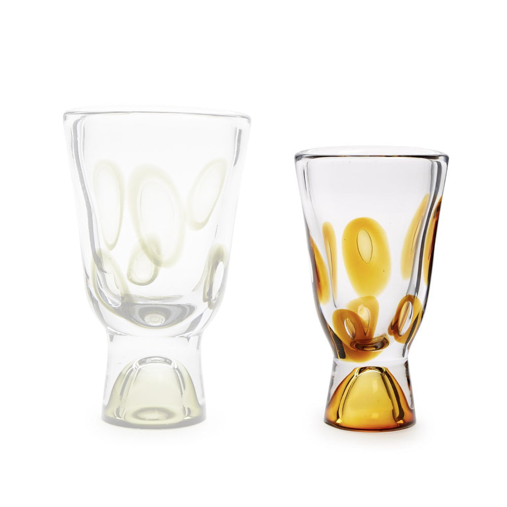 Two's Company Hand-Blown Artistic Glass Vase with Mesmerizing Circle Design
