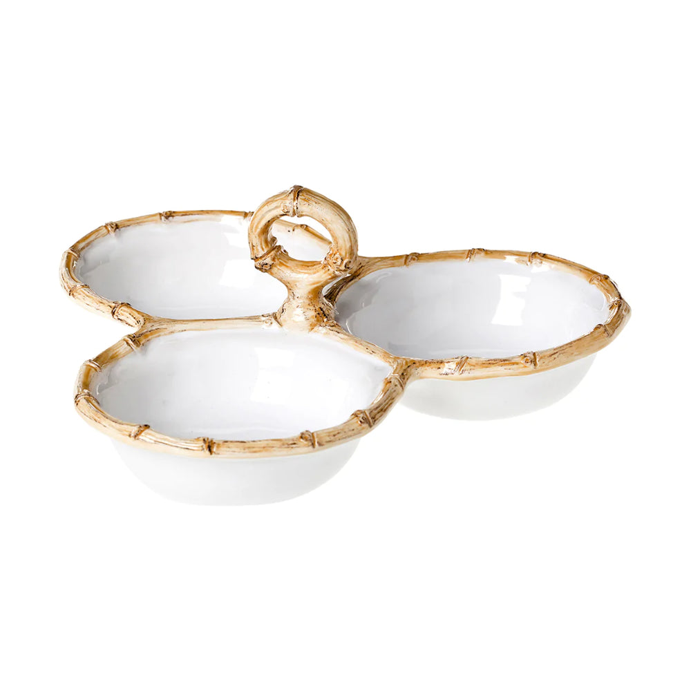 Juliska Classic Bamboo Style Triple Serving Server for Cocktails and Snacks