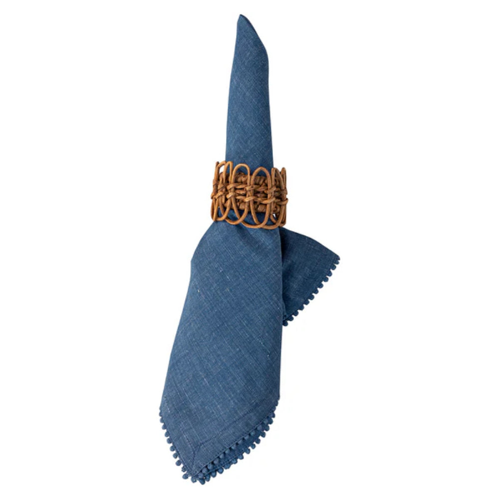 Juliska Navy Berry Trim Dinner Napkins (Sold Individually)