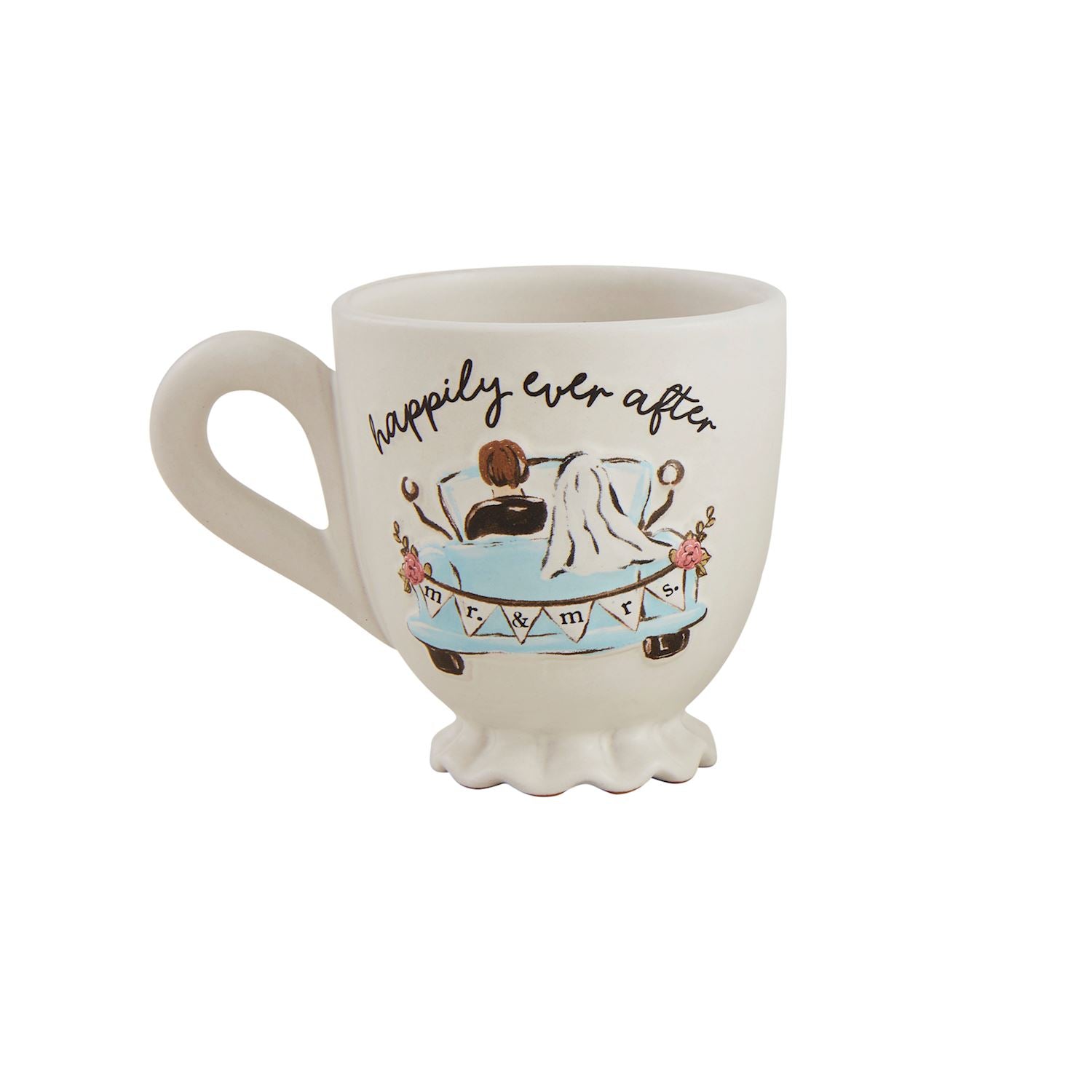 Exquisite Hand - painted Stoneware Wedding Mug with Pedestal Base (16 oz)