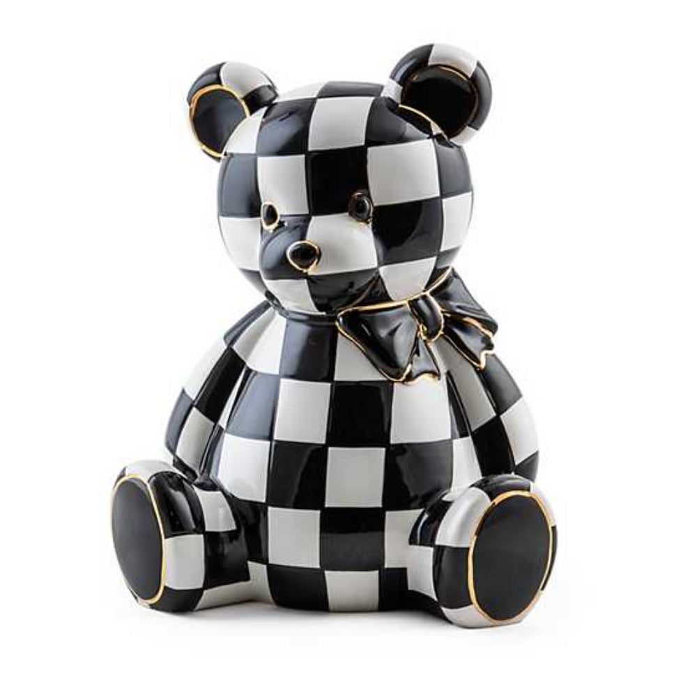 MacKenzie-Childs Courtly Hand - Painted Ceramic Bear Piggy Bank for Stylish Saving