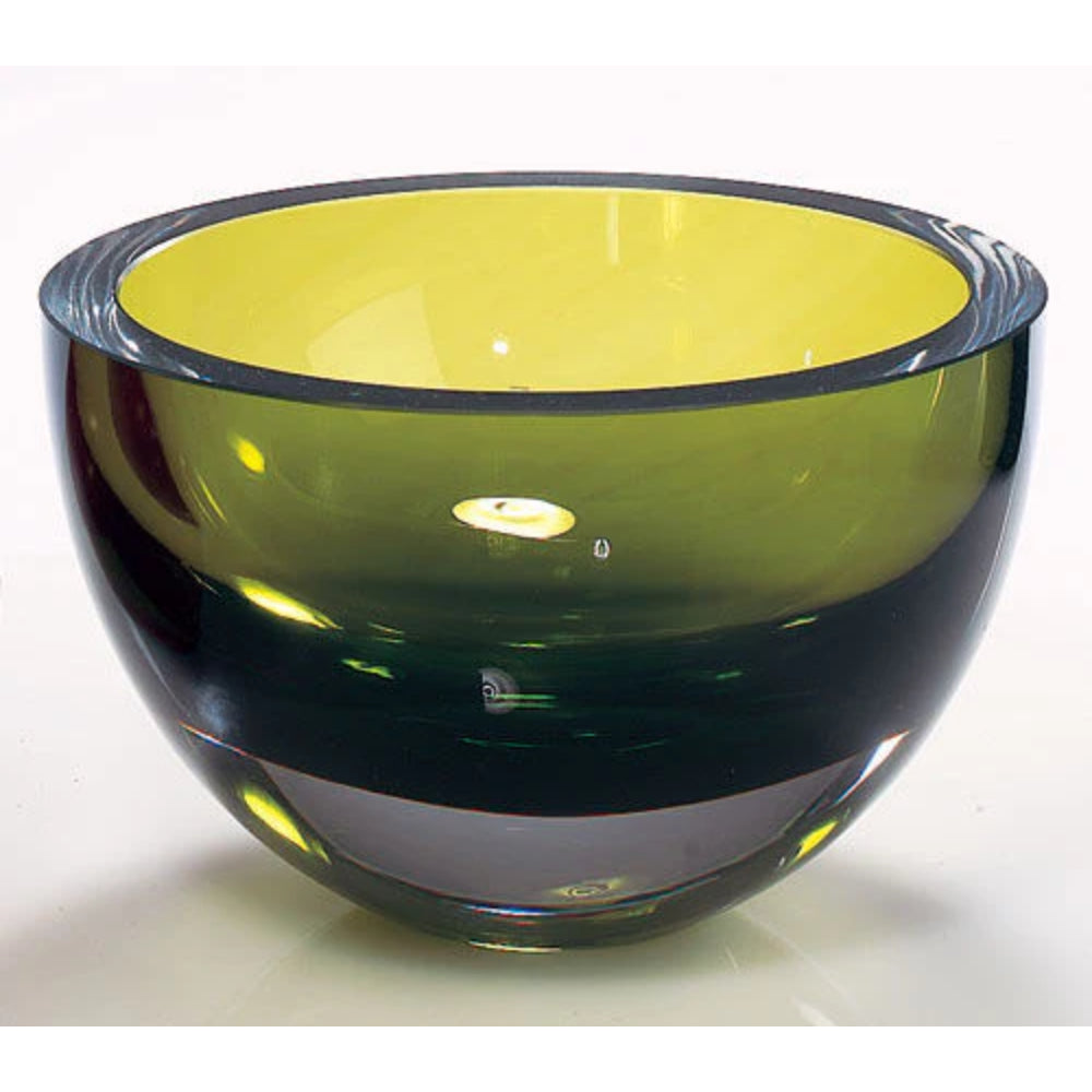 Exquisite Polish Hand - Blown Olive Green Penelope Glass Bowls, 6 - Inch Diameter