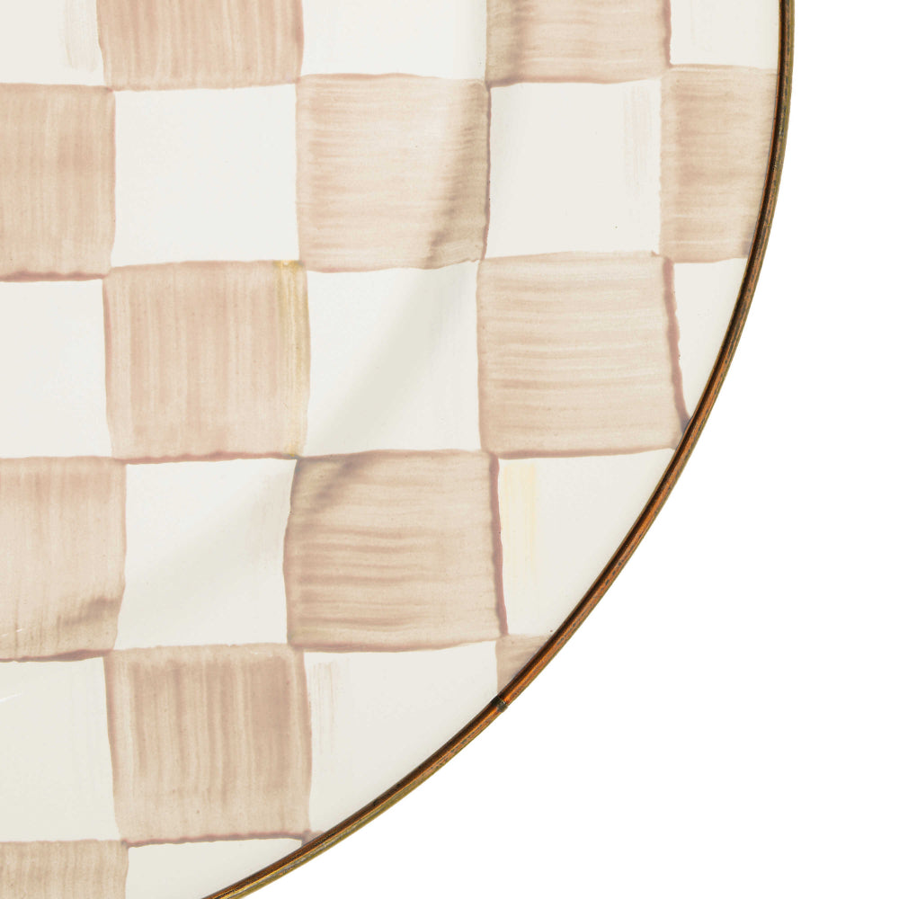 Stylish Hand - painted Mocha Check Heavy - gauge Steel Serving Platter