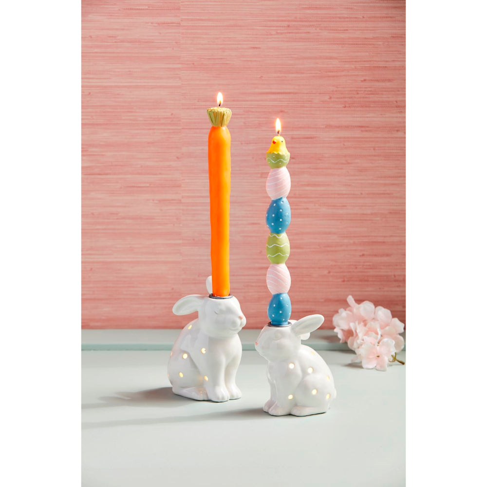 Hand - painted Mud Pie Taper Candle for Easter