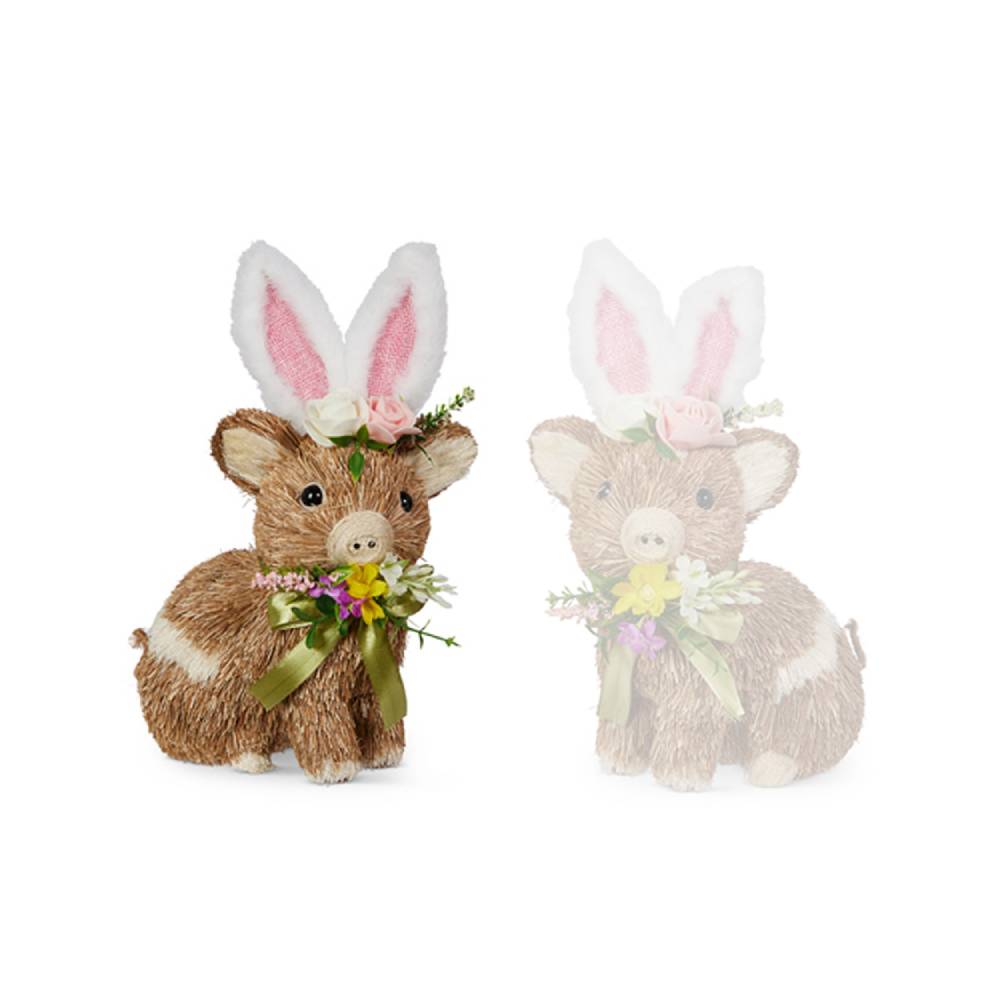 Raz Imports 10-inch Pig Stuffed Toy with Bunny Ears