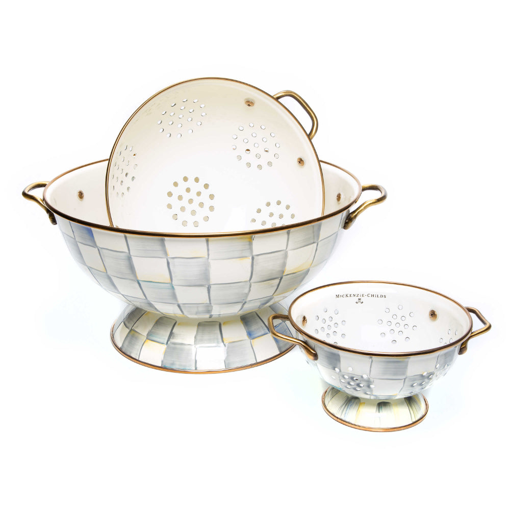 MacKenzie-Childs All-Purpose Sterling Check Enamel Everything Bowl for Kitchen and Table Use